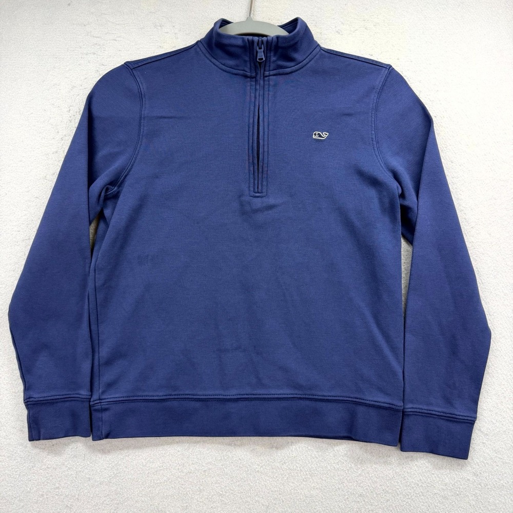 Vineyard Vines Quarter-Zip Sweatshirt Kids Medium Blue Long Sleeve Whale Sweater